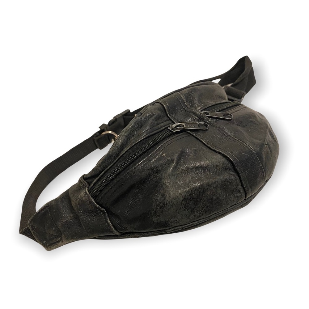 Toni Vintage Black Leather Fanny Pack / Bum Bag - Picture 4 of 8